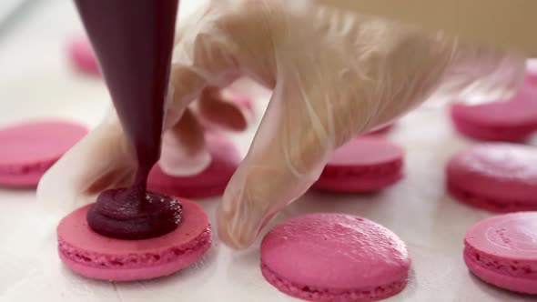 Process of Making Macaron Macaroon French Dessert Squeezing the Dough Form Cooking Bag alt