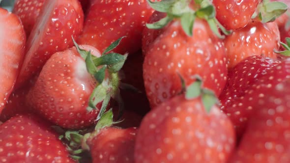 Ripe fresh strawberries close up.  Organic ripe strawberry. Concept of hygiene, diet and healthy