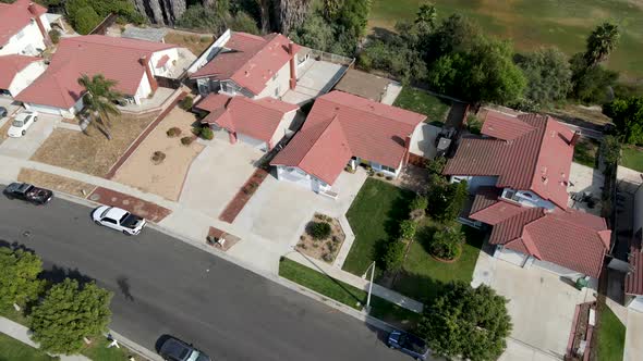 Aerial View of Street with Southern California Houses in Corona Town alt