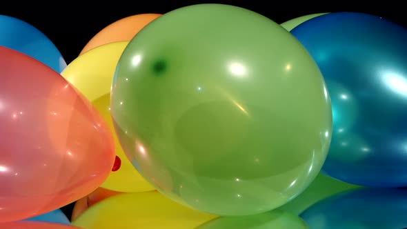 Multicolored Different Balloons, Rotation, on Black Background, Stock ...