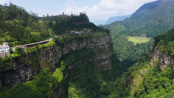 The Mountain Gorge and Road in The Andes Colombia