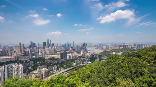 Time lapse of Modern metropolis skyline , Chongqing, China alt