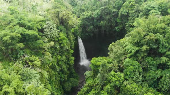 Aerial view Amazing waterfall, Falling water some Lush green alt