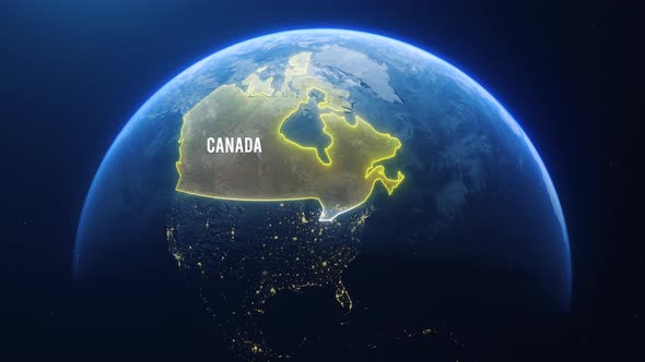 Earh Zoom In Space To Canada Country Alpha Output