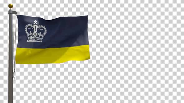 Regina City Flag (Saskatchewan, Canada) on Flagpole with Alpha Channel - 4K alt