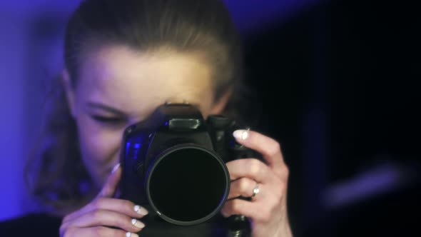 Young European Girl Photographs of Goods Smartphone