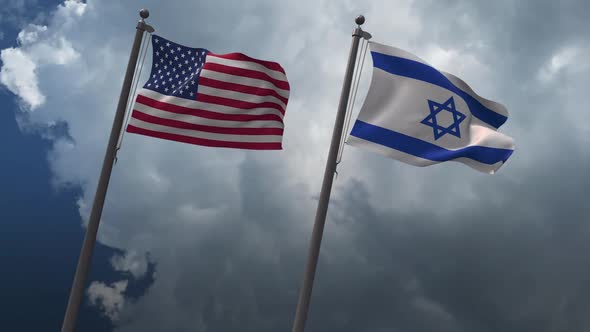 Waving Flags Of The United States And The Israel 2K alt