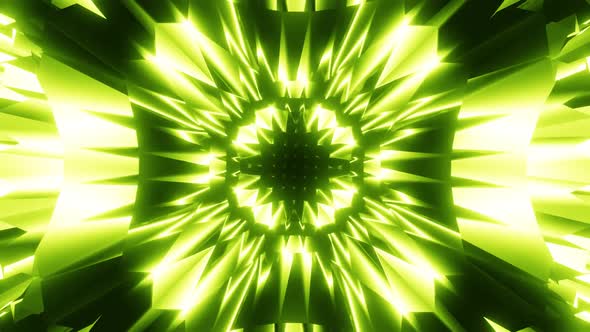 VJ LOOP glowing spark green dark kaleidoscope.