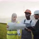 Multiracial People Standing with Blueprints on Solar Station - VideoHive Item for Sale