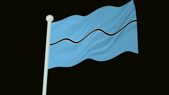 Botswana Flag Flying Wavy Animated Black Background alt