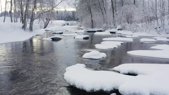 The Frozen Rocks on the River in Estonia