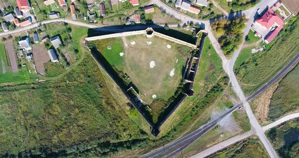 Panoramic Aerial Shot Old Castle