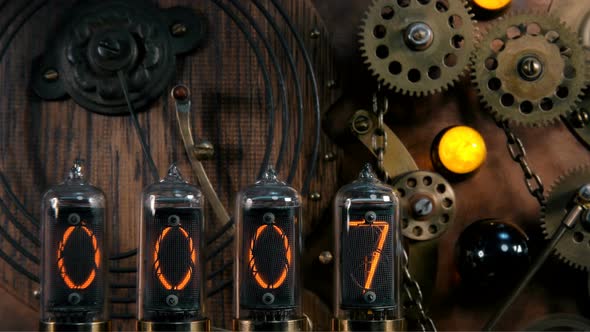 Steampunk Device, Counting Numbers From 9 To 0 alt