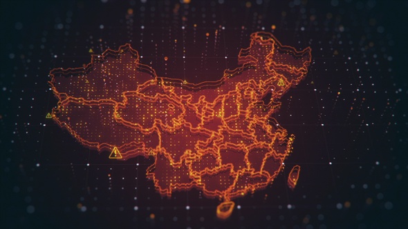 China Danger Red Map 4 K