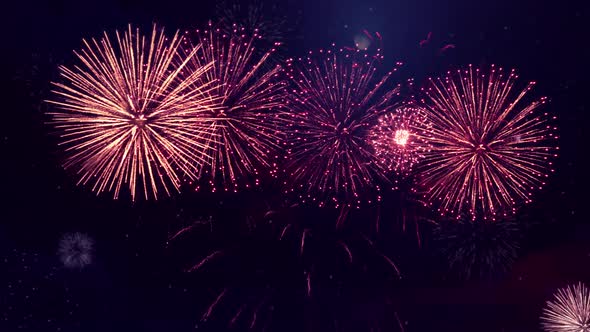  Amazing Fireworks in on the Black Sky Loop Animation Background. alt