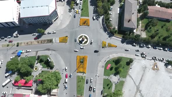 Aerial View of Highway Crossroads Roads