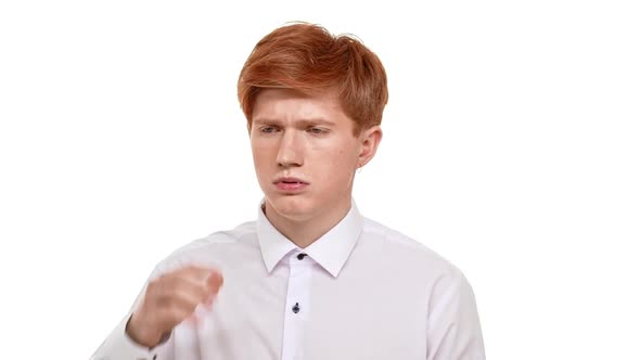 Dissapointed Foxy Handsome Caucasian Young Man Heavily Sighing From Headache alt