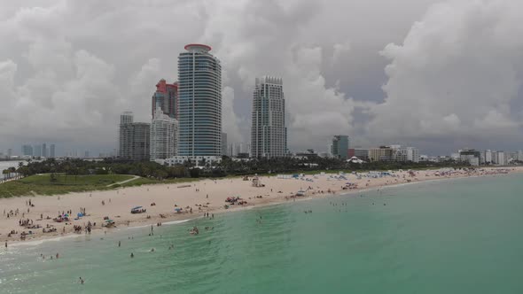 Aerial View of Oceanfront Skyline with Popular Beach and Pier alt
