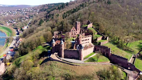 Close up of Wertheim Castle and trees, Baden-Wurttemberg, Germany alt