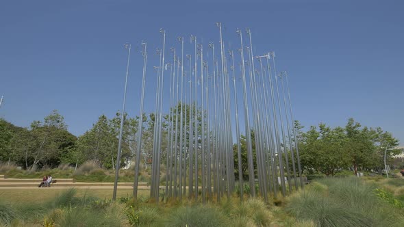 Group of steel windmills alt