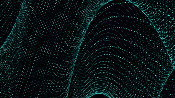 cyan color particle wave background animation. Vd 1098