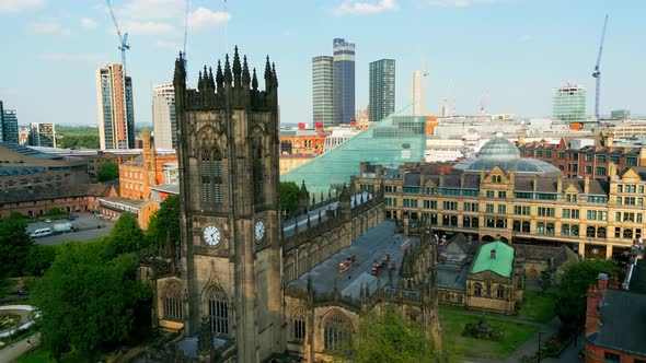 Manchester Cathedral  Aerial View  Travel Photography alt
