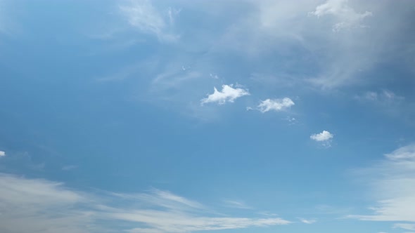 4K Time lapse of beautiful blue sky with clouds background, Blue sky with clouds and sun. alt