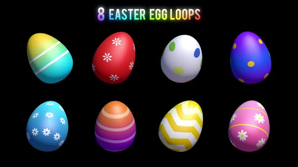 Isolated Easter Eggs Pack - 8 clips