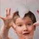 Foam on Head Boy Making Funny Face Close Up Child Taking Bath Children Portrait Smiling Kid Water - VideoHive Item for Sale