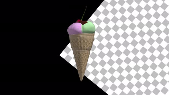 3D Rotating Fruit Ice Cream 4K