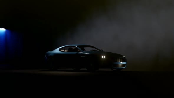 Luxury Sports Car and Fog Background
