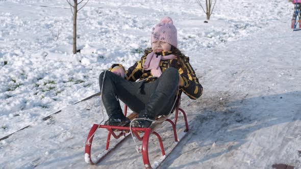 Child with Sleigh on the Mountain alt