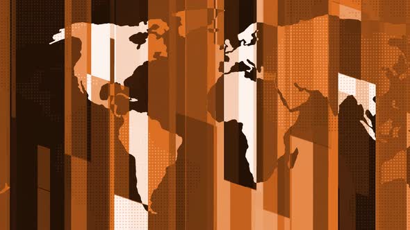 Brown Color World Map Technology Animated Background