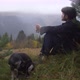 a Young Man and a Dog Climbed a Mountain and are Now Chilling - VideoHive Item for Sale