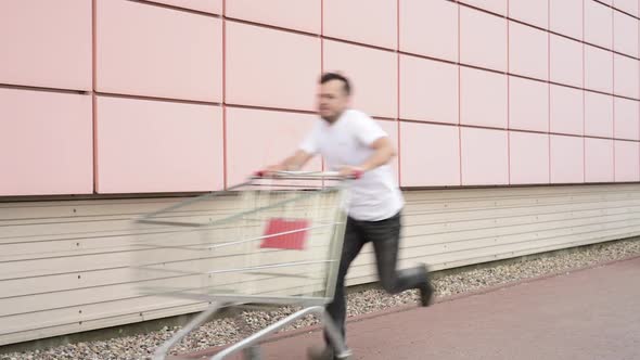 Happy Family with Shopping Carts