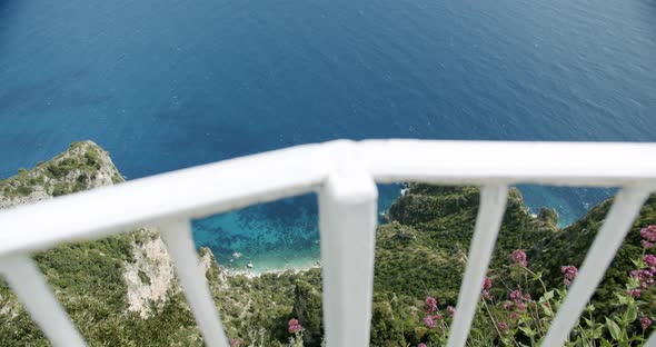 Top down view of the sea of Capri, in Italy, from Monte Solaro, the highest point of the island. Sho alt