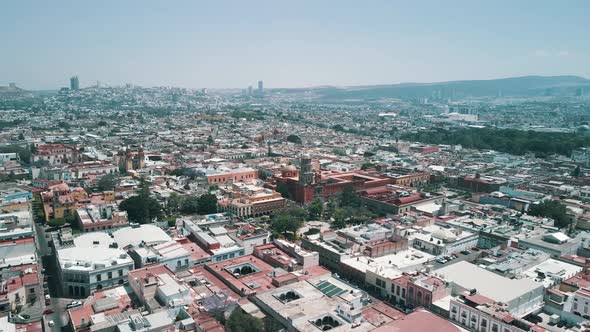Aerial view of Queretaro's main plaza and national Theathre alt