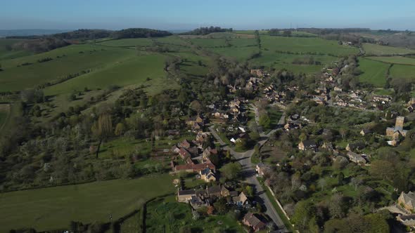 Ilmington Village North Cotswolds Aerial Landscape Spring Season Tracking Left To Right