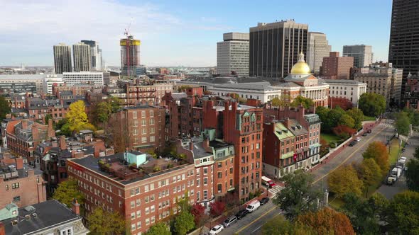 Aerial View Over The Massachusetts State Capital Building in Boston