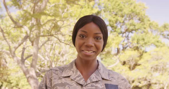 Happy female military US AIR FORCE with her two children alt