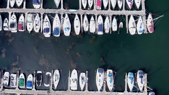 Aerial view of a Marina by drone.