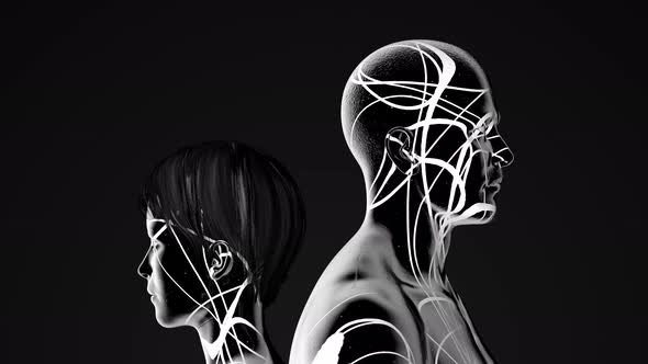 Abstract Human Couple Projection Loop 4K