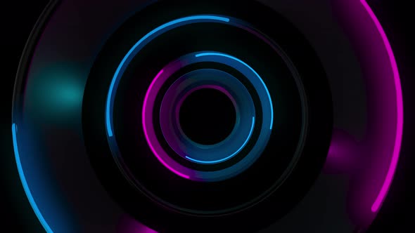 Abstract seamless loop of 3D render neon circle