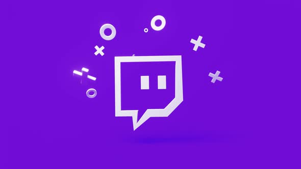 Twitch 3d Icon on a Simple Purple Background  Seamless Animation Loop alt