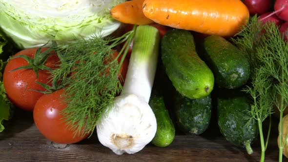 Fresh Vegetables on a Wooden Table alt