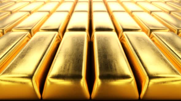 Camera Moving over Raw Unpolished Gold Bars alt