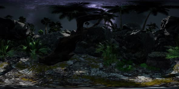 Vr 360 Camera Hyperlapse Star Trails Over Sandstone Canyon Walls and Trees. alt