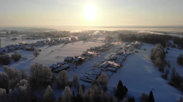 Russian Village On A Winter Morning