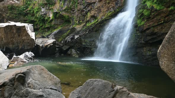 Nauyaca Waterfalls in Costa Rica, a Large Tall Rainforest Waterfall With a Big Powerful Drop into a alt