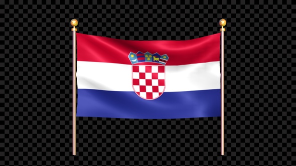 Flag Of Croatia Waving In Double Pole Looped alt